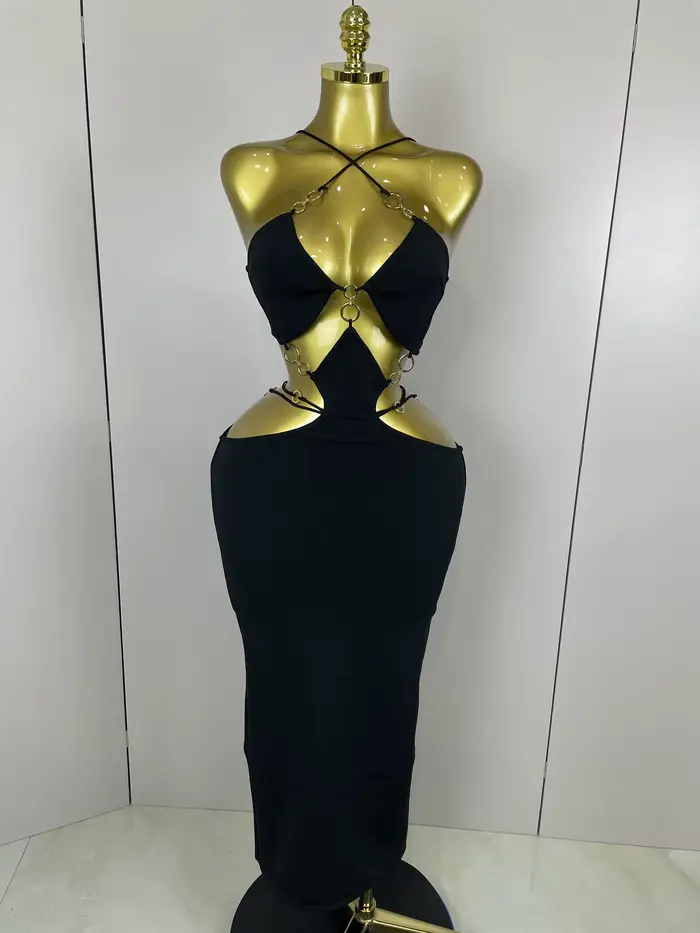 Sexy halenka bez rukávů černo-červená přiléhavá dlouhé šaty 2025 ženy oslava elegantní luxusní narozeniny