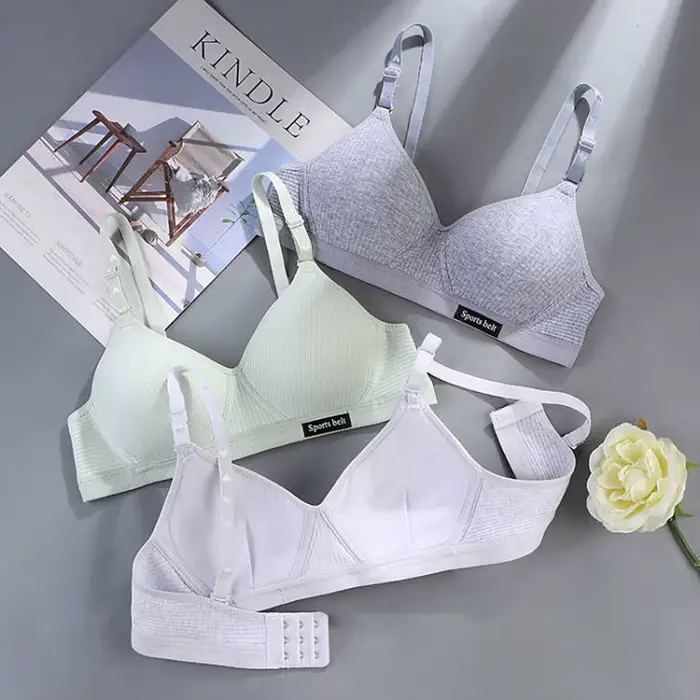 Soutiens-gorge d'entraînement pour filles en coton solide ajustement parfait conception à boucle arrière sport hauts adolescentes