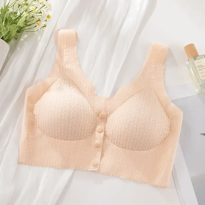 Podprsenka pro náprsenku žen v březích, sexy, s knoflíkem vpředu, antifallovací, bezešvý, krásný záda, tenká