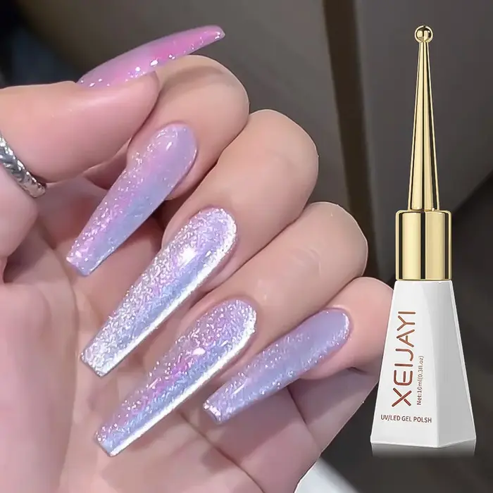 15ml Aurora mořská panna třpytivý gel lak na nehty s duhovými třpytkami namáčecí UV gel lak semipermanentní DIY manikúra