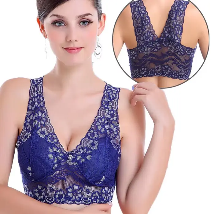 Bezešvá květinová krajka a bavlněná podprsenka pro ženy, elegantní a sexy nosit každý den nebo nabídnout pro zvláštní příležitosti