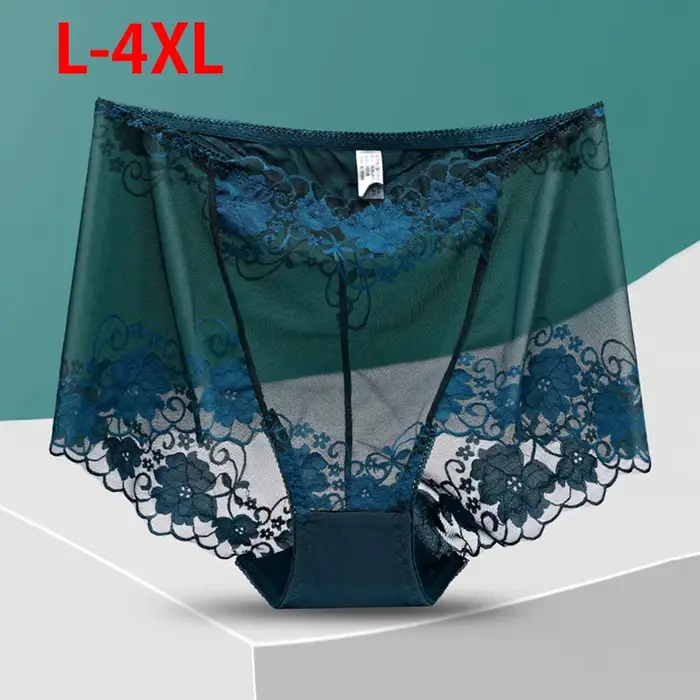 Plus velikost dámské CRWC průhledný krajkové kalhotky, elegantní a smyslné dámské spodní prádlo pro zvláštní příležitosti