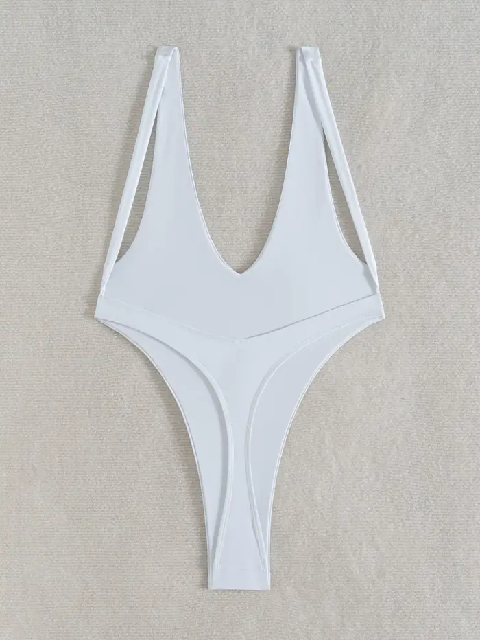 Bikiny Unisex Ženy Set Vysoký pas Bikiny body Čistě bílá Tučné Pro Pláž Letní Zvláštní příležitosti