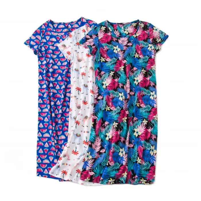 Chemise de nuit en coton pour femmes, vêtements de nuit sexy, robe de nuit, chemise de nuit, manches courtes, dessin animé mignon, maison, grande taille