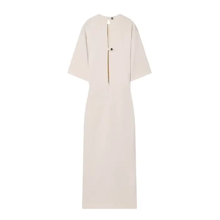 Robe pour femme, nouvelle collection printemps 2026, rose nude, manches courtes, plissée, décorée, r
