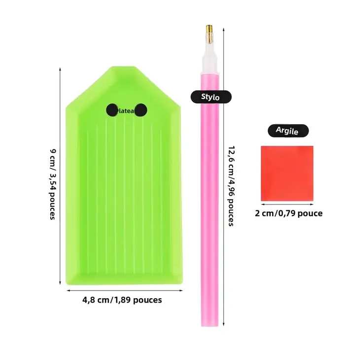 Outils de pointage en plastique avec strass rose et vert pour Nail Art, peinture diamant et artisanat pour femmes et occasions spéciales