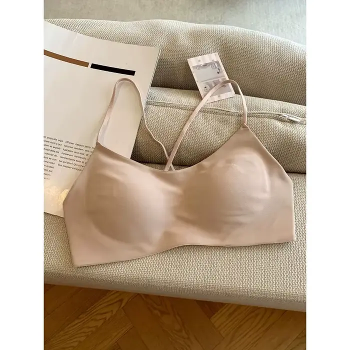 Nouveau soutien-gorge pour filles, style camisole, beige clair, fines bretelles, dos croisé, bonnet 