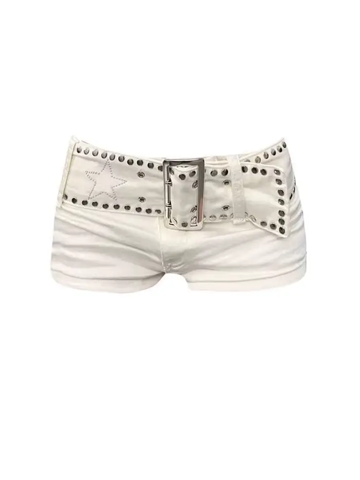 Short en Denim blanc pour femmes Y2k, pantalon court, Harajuku, esthétique, Vintage, taille basse, C