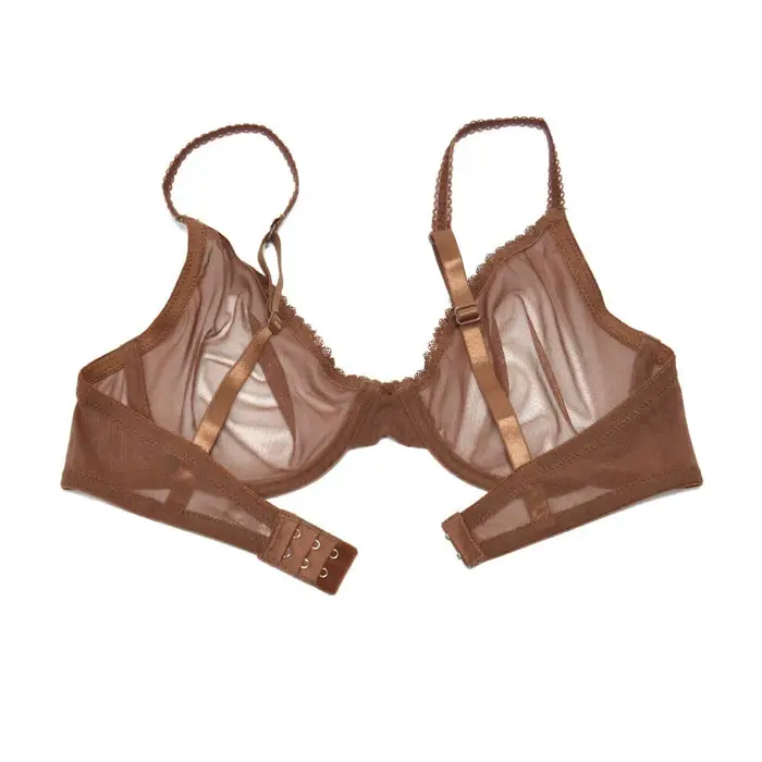 YBCG-Soutien-gorge en maille de dentelle transparente sexy pour femmes, soutien-gorge à grande tasse creuse, bretelles ajustées, lingerie, culotte solide commandée, sous-vêtements