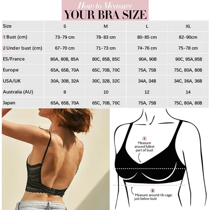 Trojúhelníková podprsenka s krajkou, Sexy Bralette, Soft, Low Back, Biustonosz, Dámské spodní prádlo