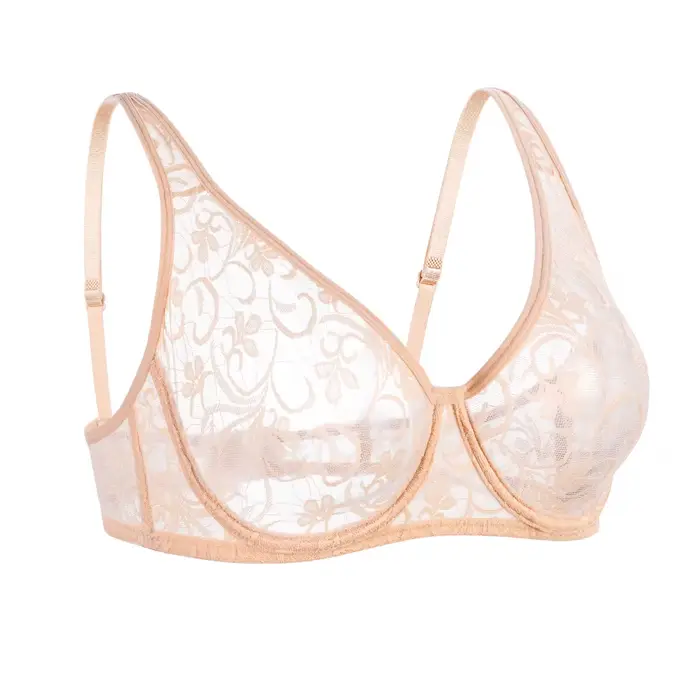 Jemný květ vyšívané krajky podprsenka pro ženy sexy spodní prádlo bez komprese tři čtvrtiny šálek perfektní fit zvláštní příležitosti