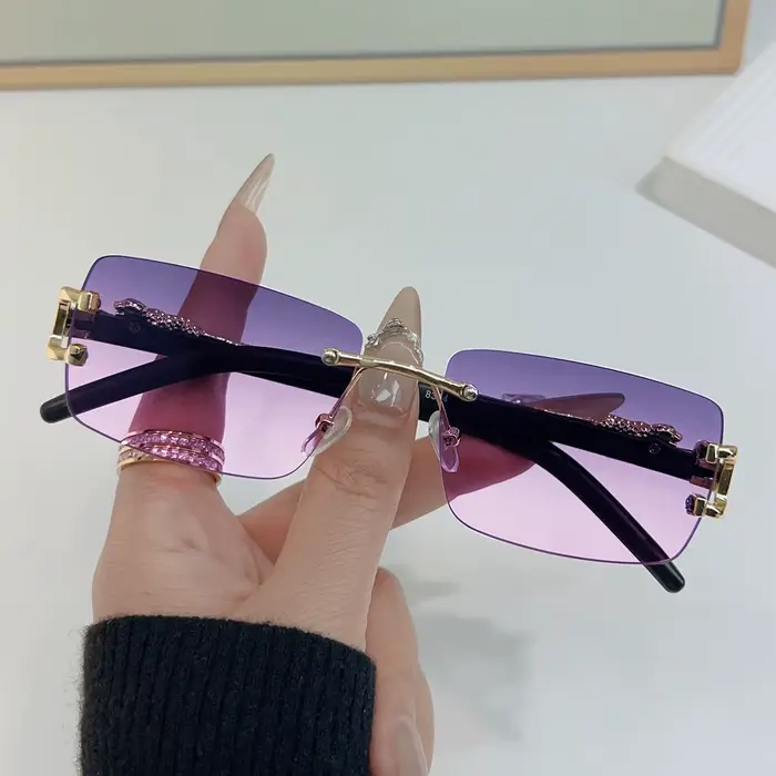 Lunettes de soleil rectangulaires personnalisées sans cadre pour femmes et hommes, 1 pièce, à la mod