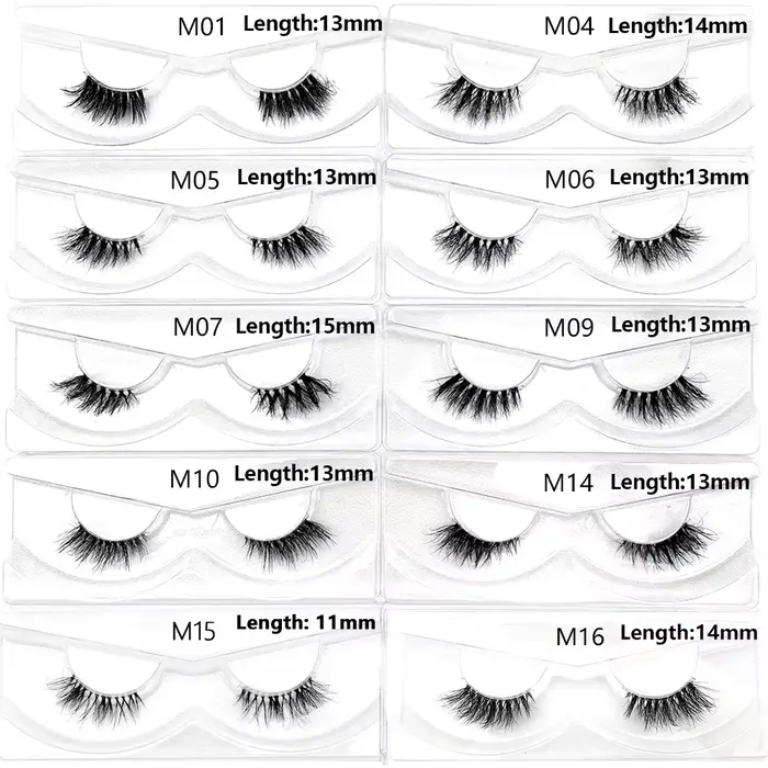 Articles en vrac 10/30/60/100 paires demi-cils de vison naturel longs moelleux vaporeux demi-cils Ex