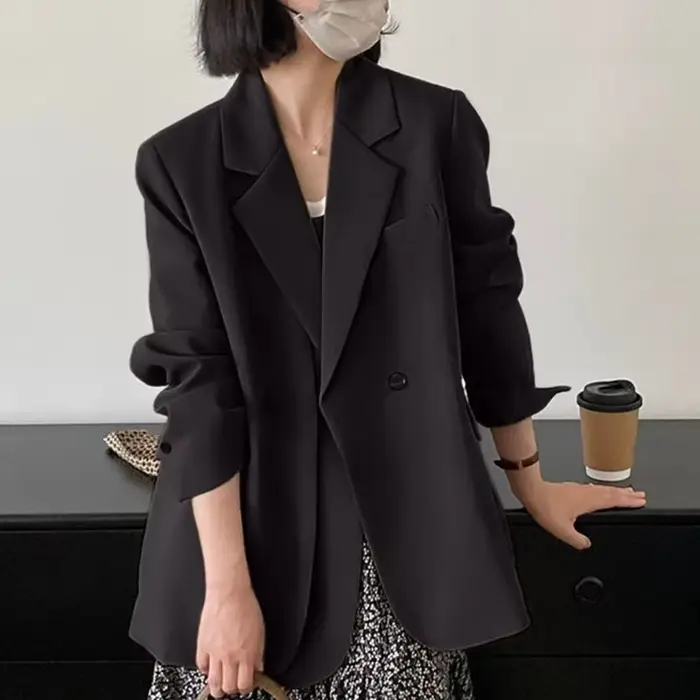 REALEFT printemps automne élégant gris femmes Blazer veste 2025 nouveau à manches longues simple bou