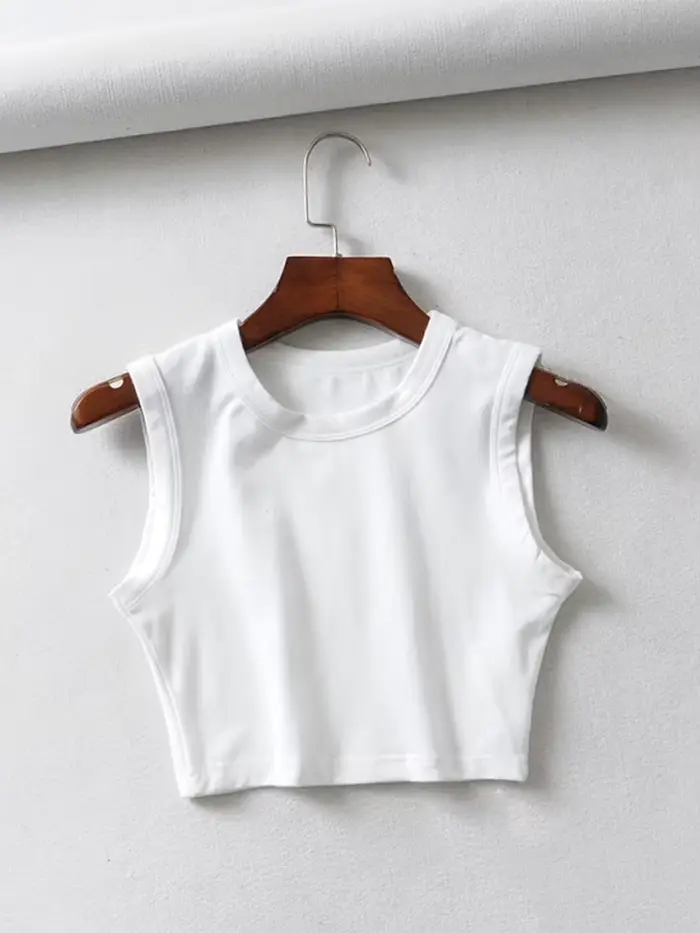 Top court sans manches pour femmes, vintage, blanc, motard, noir, punk, sexy, débardeur, coréen, str