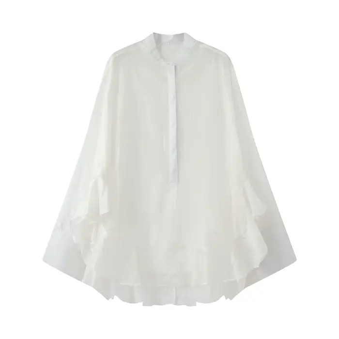 Chemise à volants rose douce et à la mode pour femmes, vêtements d'automne de style européen et amér