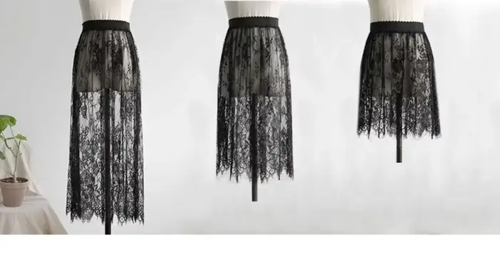 Été femmes maille dentelle Transparent longue Tulle jupe mode coréenne Sexy dames élastique taille h