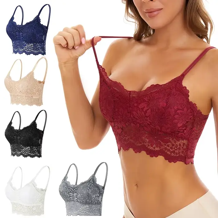 Nové krajkové podprsenky pro ženy, kolekce jaro-léto, tenká košilka na nošení venku, obyčejné spodní prádlo, prolamované tílko, bralette, sexy spodní prádlo