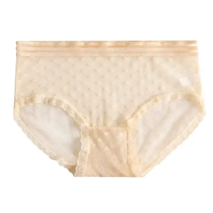 Culotte transparente en dentelle pour femme, sexy, en maille, respirante, douce, lingerie intime