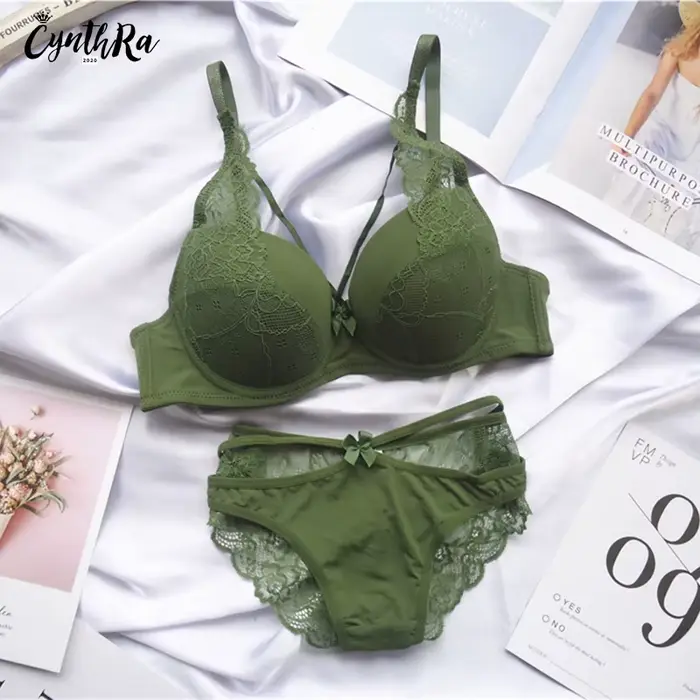 Spodní prádlo podprsenka Dámské spodní prádlo sekce Sexy prodyšná žena Plus velikost krajky Push Up Bralette Bra a kalhotky Set