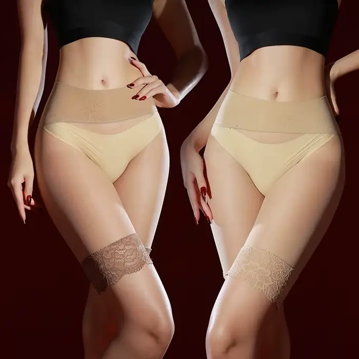 Sexy kalhotky pro ženy, bezešvé rozkrok, boxerky Ultra tenké, neviditelné, transparentní, hluboké rozkrok, průhledné krajkové spodní prádlo