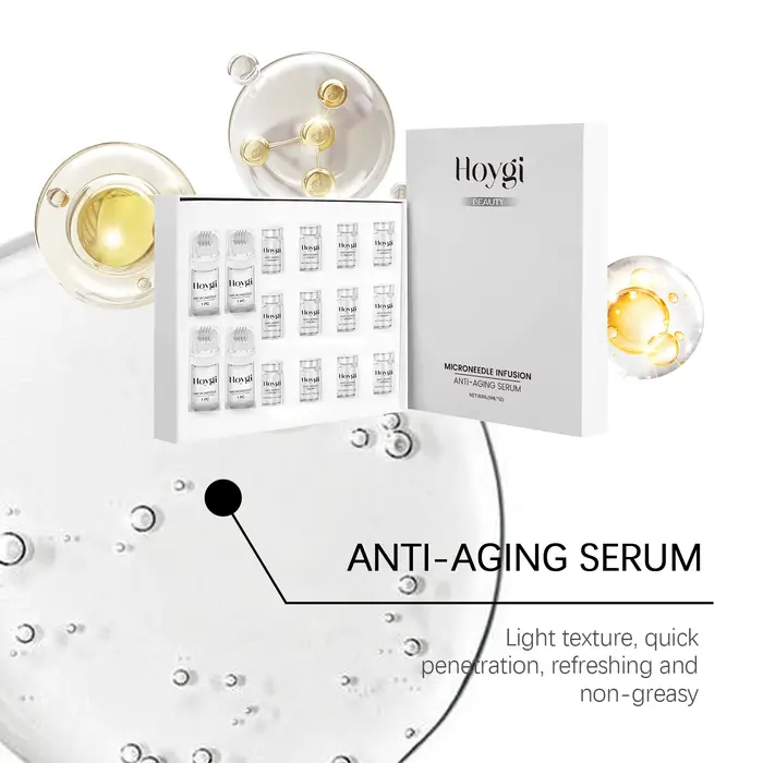 Kit Sérum Raffermissant Visage avec Rouleau Microneedle Anti-Âge, Essence Hydratante et Lissante pou