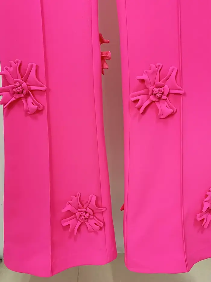 HIGH STREET Nouveauté 2026 Pantalon de mode de créateur pour femme avec applications florales