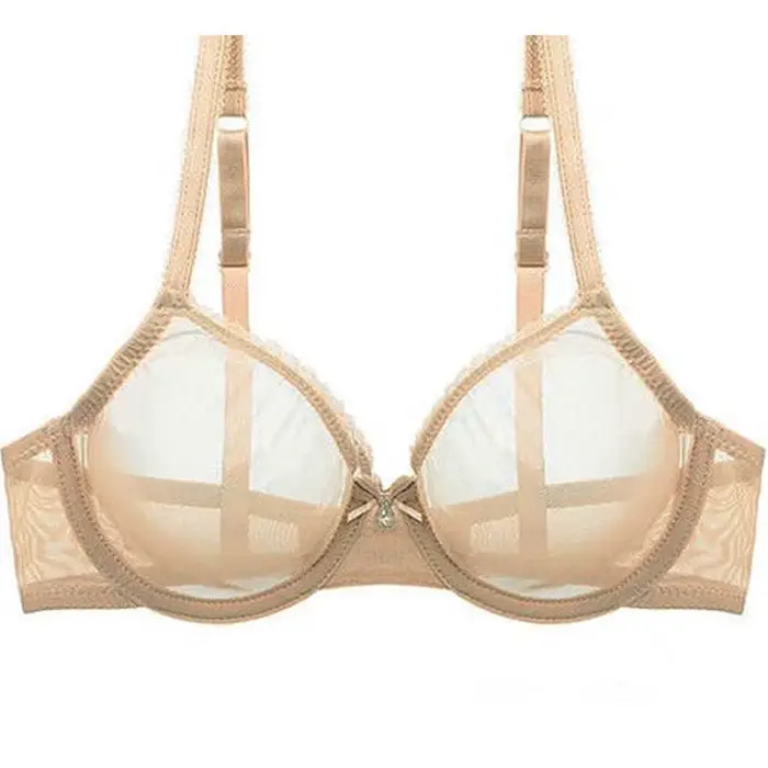 Nouveau soutien-gorge féminin sexy gaze maille transparent ultra mince sans doublure avec arc pour femmes occasions spéciales