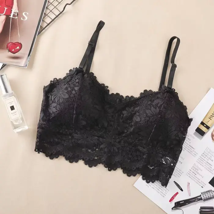 Soutien-gorge en dentelle fine pour femmes, beau dos, sans anneau en acier, sangle à bretelles, peti
