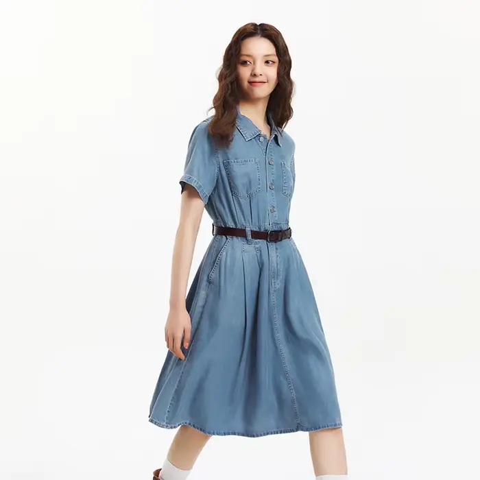 Robe en jean Semir pour femme, taille cintrée, boutonnée, nouvelle collection été 2025, robe midi ra
