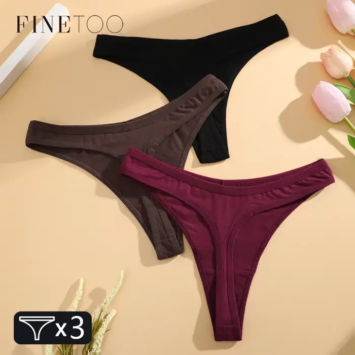 3 kusy / set bezešvé bavlněné kalhotky spodní prádlo pohodlí pro ženy nízký pas prodyšné žabky Sexy pevné sportovní tanga měkké spodní prádlo