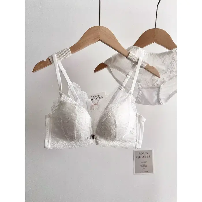 Ensemble de soutien-gorge en dentelle pour femmes à petite poitrine, fermeture frontale, sans armatures, dos élégant, push-up, lingerie douce pour tous les jours, taille 32-38AB