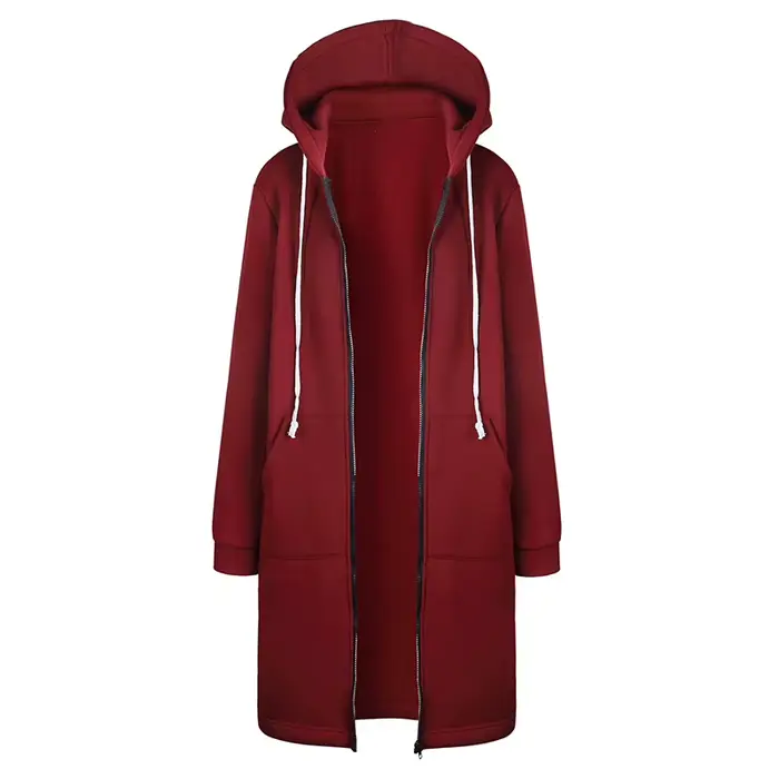 2025 Women's Autumn Winter ThickenHoodies Parkas Loose Hooded Jackets Zipper Pocket Maxi Size Sweats