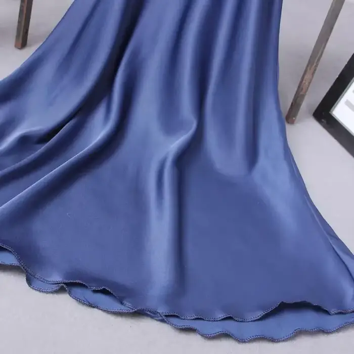 Robe de nuit en soie pour femmes, Sexy, bretelles avec nœud en dentelle, vêtements de nuit, Costumes, chemises de nuit en matériau doux