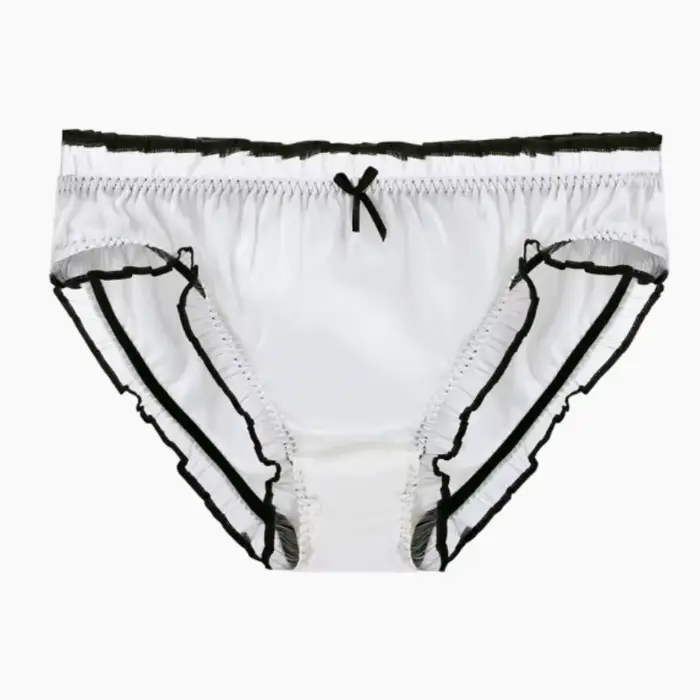 Sous-vêtements unisexes en soie de mûrier, slip lisse à volants, Sexy, confortable, doux et brillant