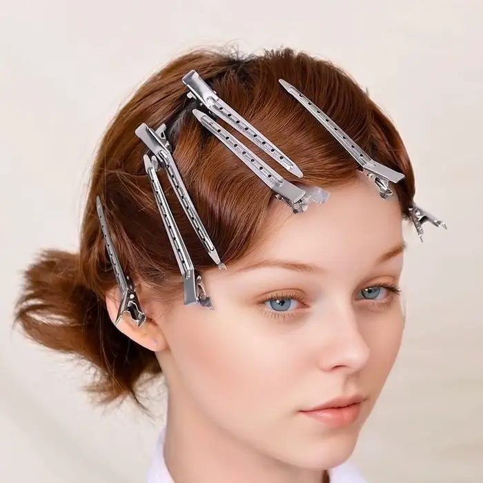 Pinces de soin des cheveux en acier métallique pour femmes, pinces de coupe de coiffure, pinces de b