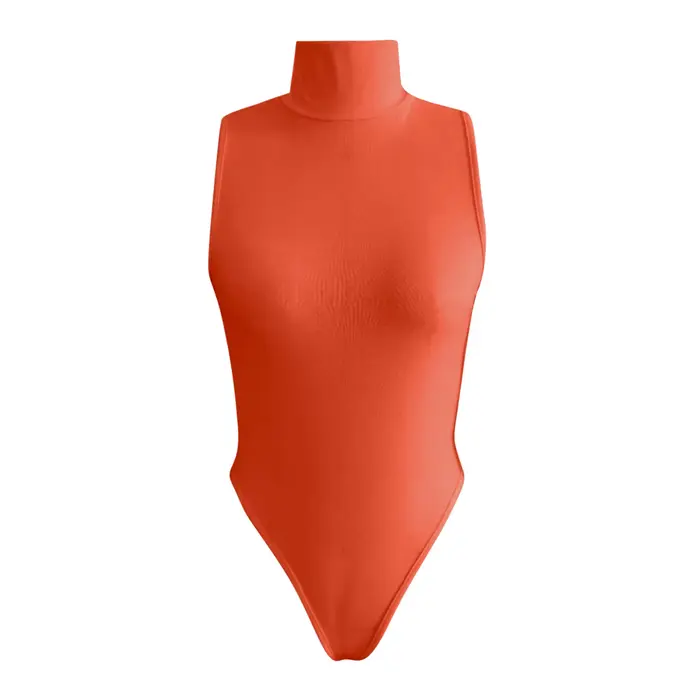 Sexy bez rukávů kombinéza s válcovaným krkem pro ženy, zeštíhlující kus barvy jednobarevný, body sochařství pro ženy