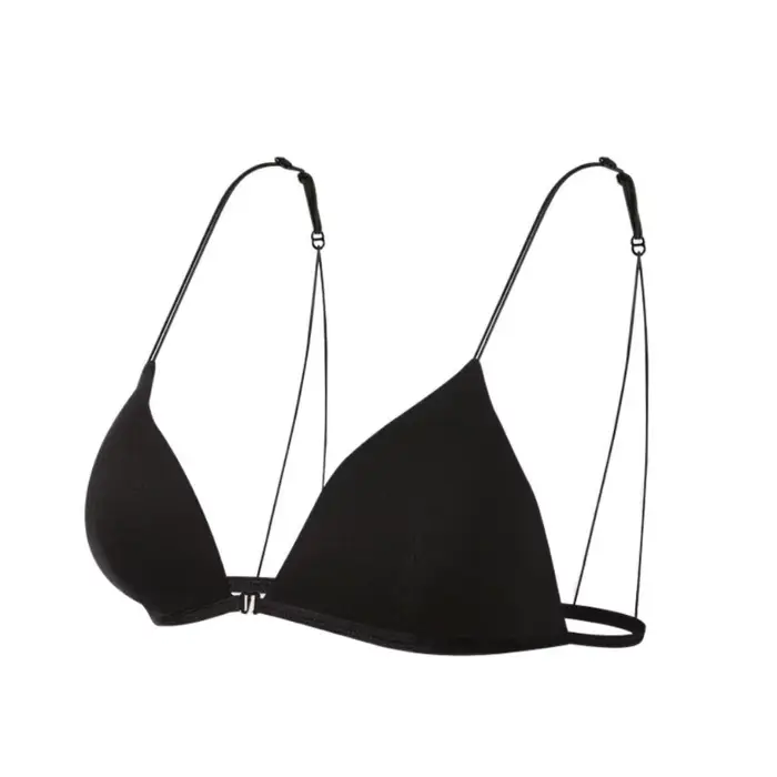 Soutiens-gorge triangulaires romantiques pour femmes, fines bretelles, dos nu, sans armatures, lingerie de couleur unie, style français, pour la plage.