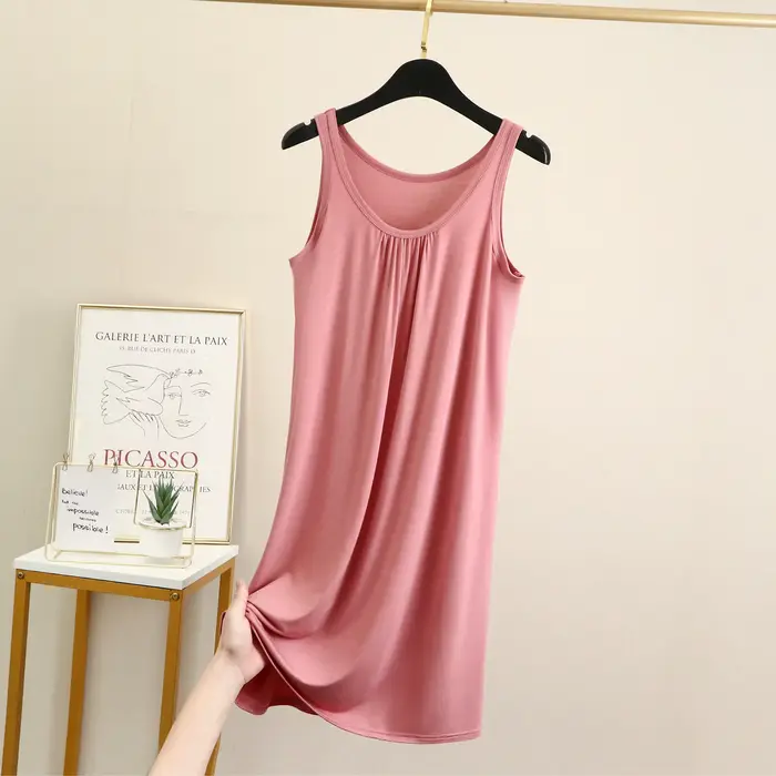 Grande taille chemises de nuit décontracté femmes vêtements de nuit sans manches gilet robe de nuit nuisette été pyjamas XL-6XL Sexy Modal Lingerie