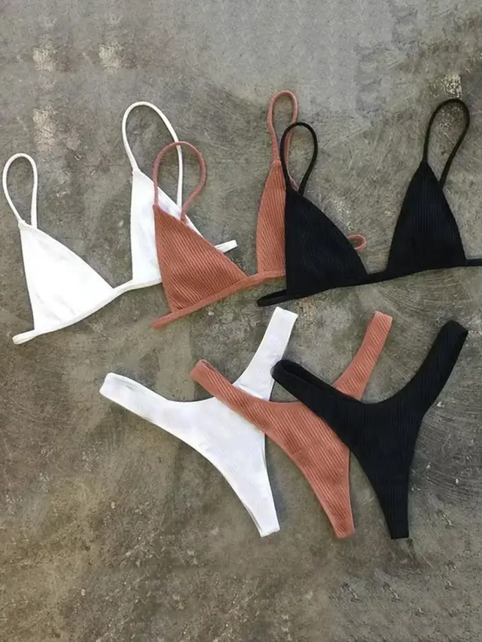 BanRibTanga-brazilské bikiny pro ženy, sexy plavky, tanga kalhotky, vroubkované, pro plavání, 2025