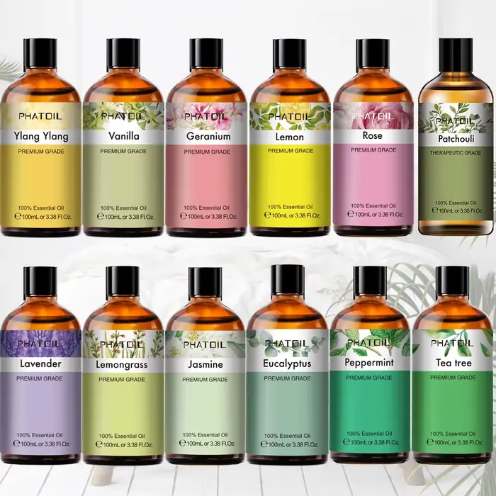 100ML lavande Pure naturel Rose huiles essentielles humidificateur diffuseur vanille menthe poivrée 