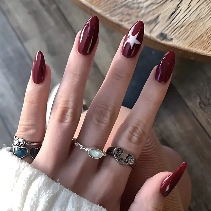 24 pièces amande presse sur ongles Y2K étoile diamant conceptions pour filles Cool couleur nue faux 