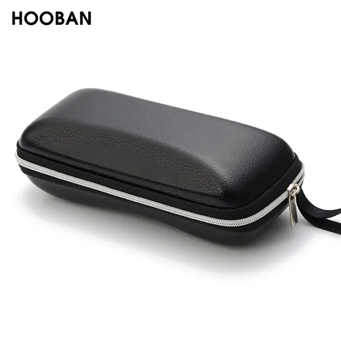 Étui de luxe pour lunettes de soleil à fermeture éclair EVA, boîte de protection en cuir PU noir de 