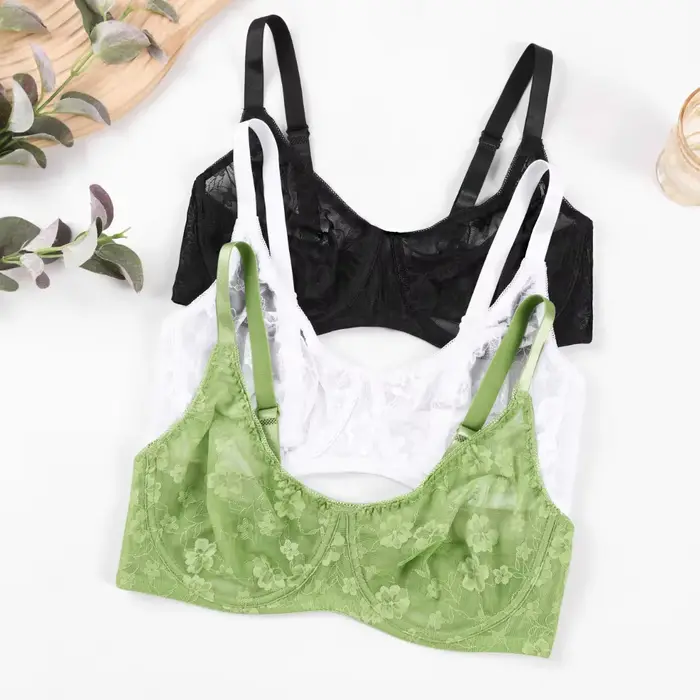 Soutien-gorge Meliyuu en élasthanne et polyamide avec dentelle fleur pour femmes grandes tailles confort ajustable sans doublure occasions spéciales
