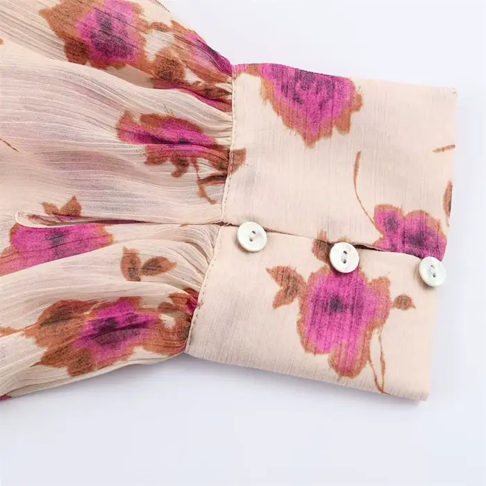 Chemisier Femme 2026 Nouvelle Collection Vintage Tendance Printemps Imprimé Superposé Décoratif Chic