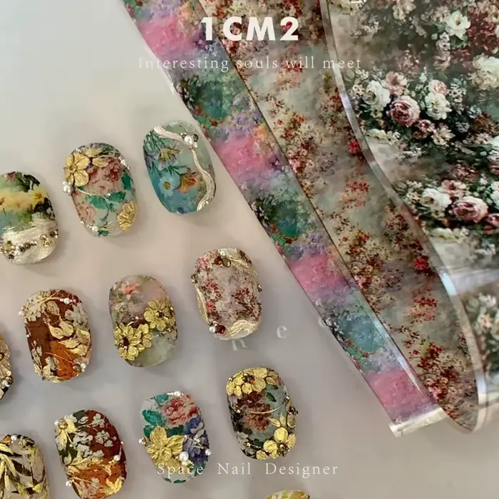 1 Boîte de Films à Ongles à Motifs Floraux pour Transfert, Décorations Florales Papillon, Wraps pour