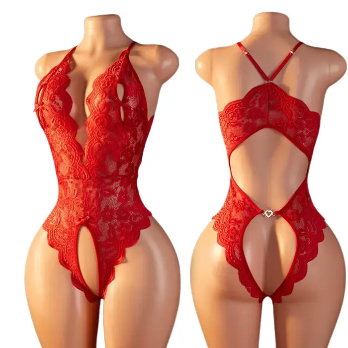 Lingerie transparente pour femmes, sous-vêtements érotiques Super chauds, pyjama sexuel, sans entrejambe, porno, dentelle, body, tenue Sexy