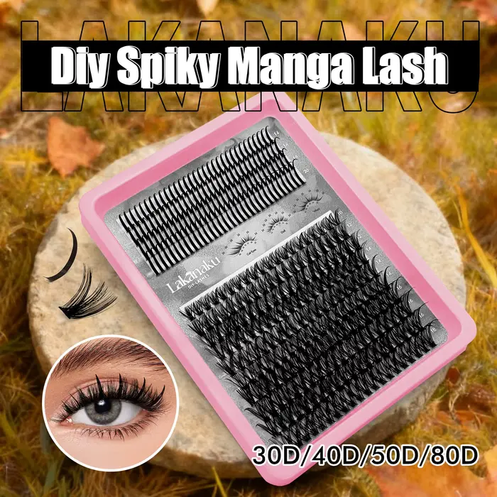 LAKANAKU gros moelleux bricolage Kit d'extension de cils D Curl naturel grappe cils avec grappes de
