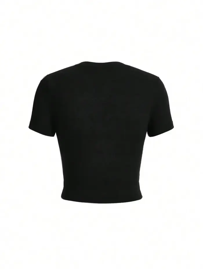 T-shirt col rond femme, court, en coton, serré, à la mode, avec lettres imprimées, I'm Niche Ally, J