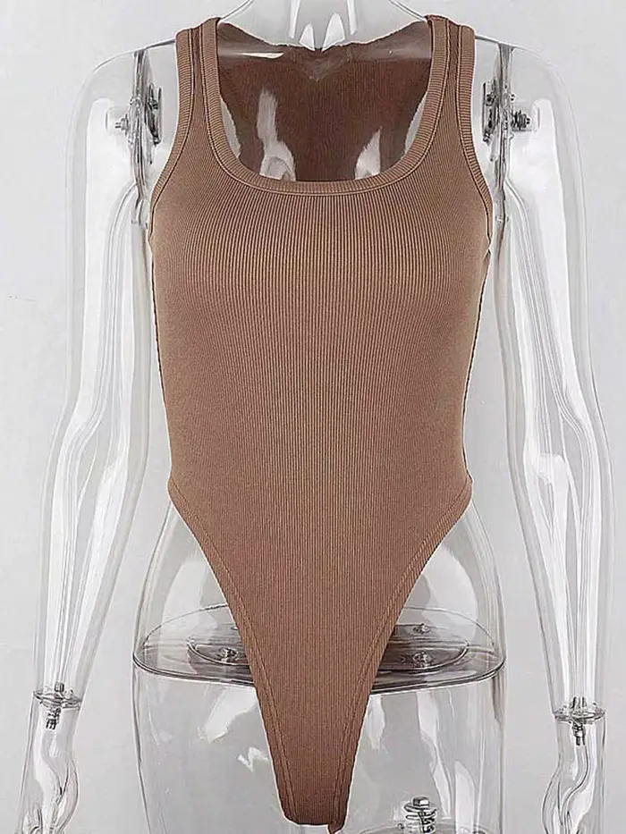 body Pletené Bez rukávů pro ženy, Sexy, těsné, holá ramena, ohlávka límec, příležitostné, street živůtek, ClubWear, léto, 2025